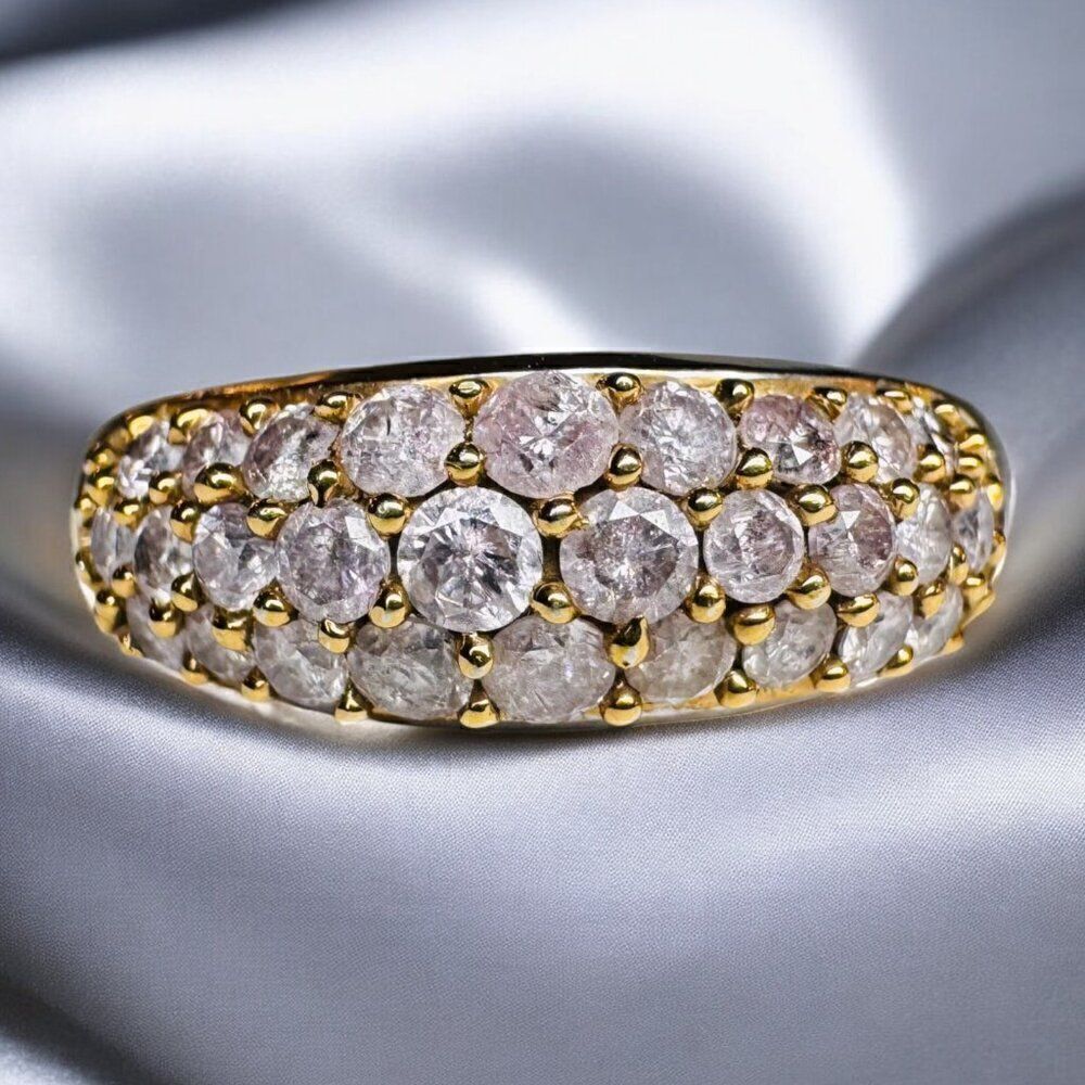 VINTAGE-14k Gold- Pink Diamond Ring -Size 9- 1 CT - Pink Champagne Diamond -4.2g